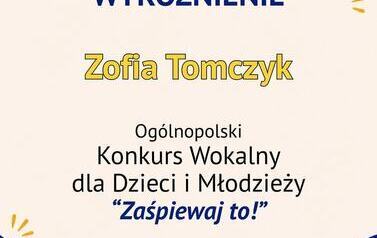 Zofia Tomczyk laureatką Og&oacute;lnopolskiego Konkursu Wokalnego 1