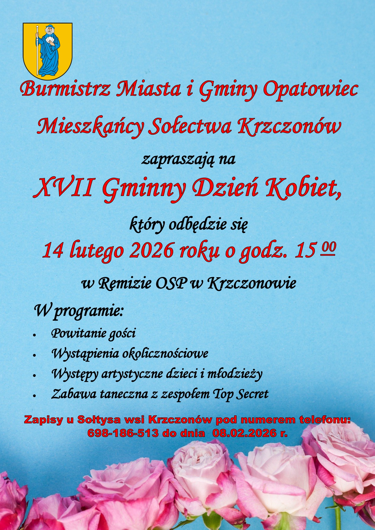 Zaproszenie na&nbsp;XVII Gminny Dzień Kobiet