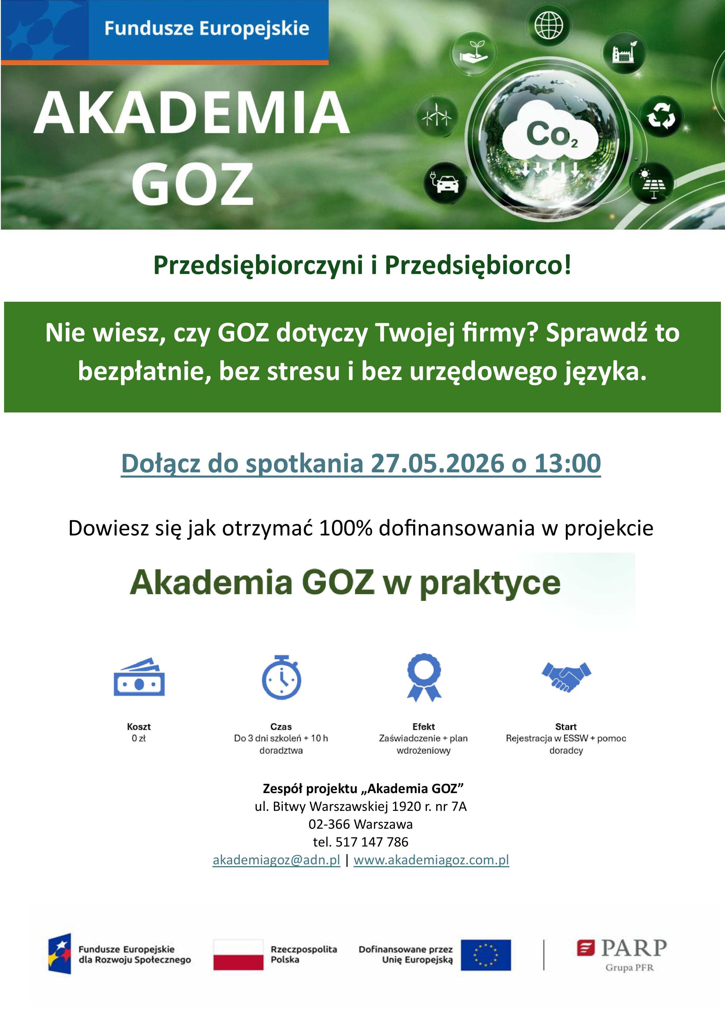 Krajowa Izba Gospodarcza  oraz&nbsp;Instytut ADN sp&oacute;łka z&nbsp;ograniczoną odpowiedzialnością sp. k.  zapraszają do udziały w&nbsp;projekcie  &bdquo;Akademia GOZ&rdquo; 
