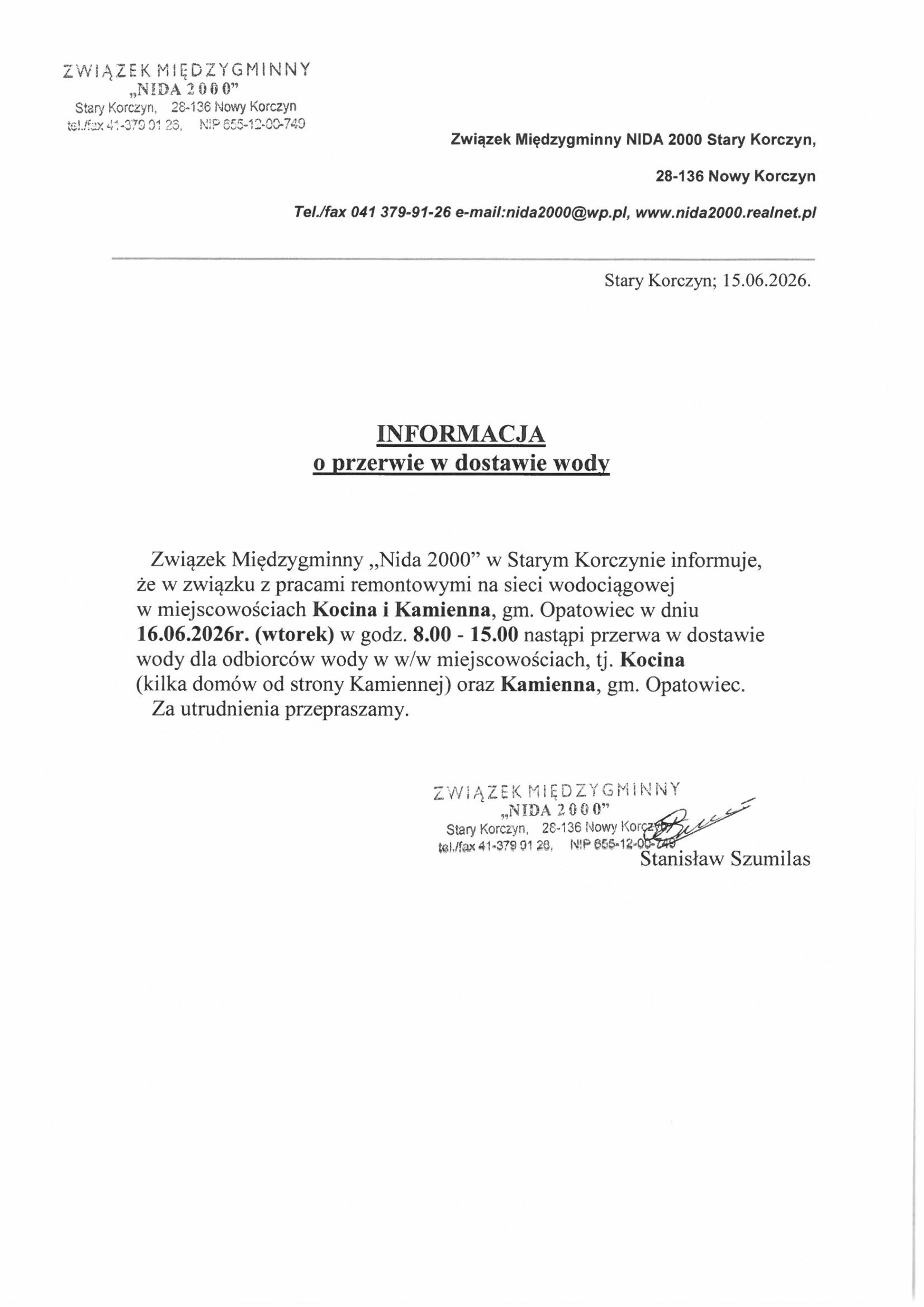 Przerwa w&nbsp;dostawie
