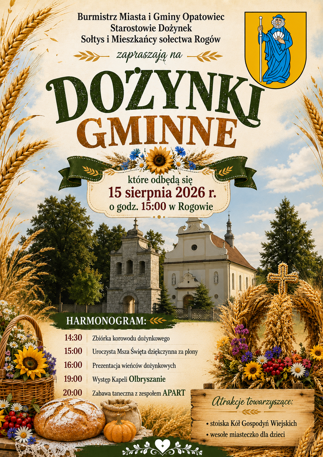 Zaproszenie na&nbsp;Dożynki Gminne w&nbsp;Rogowie