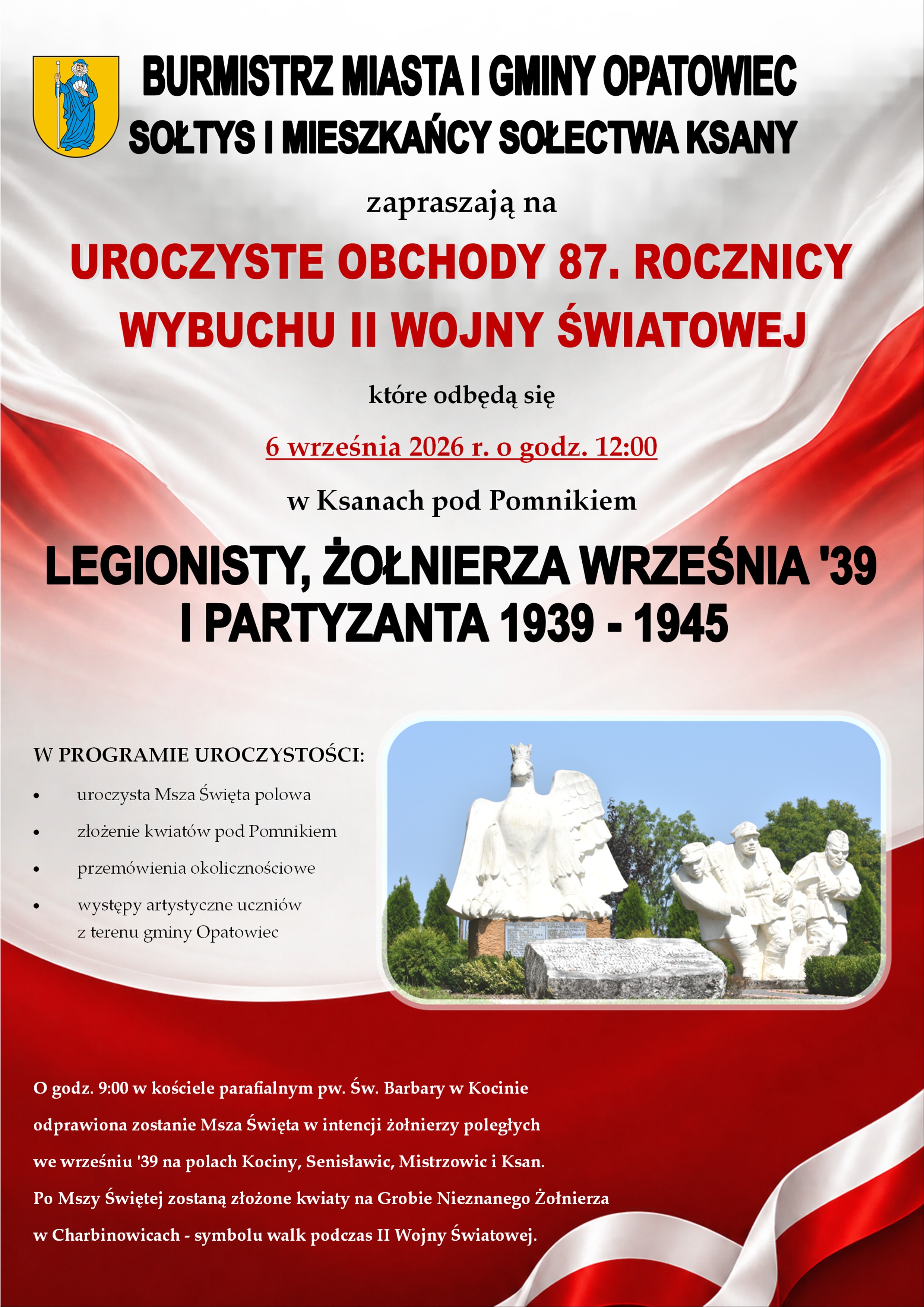 Zaproszenie na&nbsp;obchody 87. Rocznicy Wybuchu II Wojny Światowej
