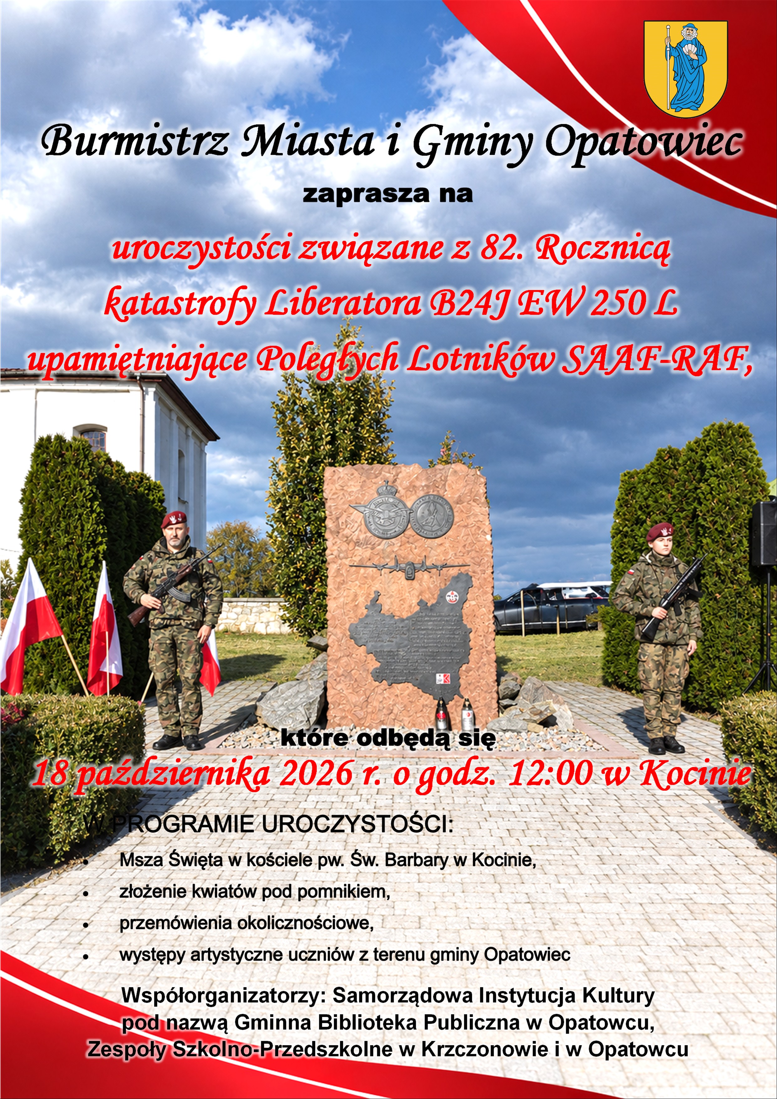 Zaproszenie na&nbsp;uroczystości związane z&nbsp;82. Rocznicą katastrofy Liberatora B24J EW 250 L upamiętniające Poległych Lotnik&oacute;w SAAF-RAF