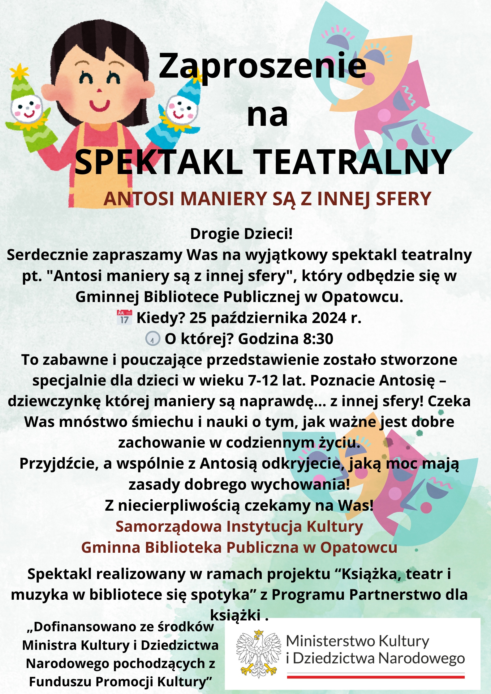 Zaproszenie na&nbsp;Spektakl Teatralny &bdquo;Antosi maniery są z&nbsp;innej sfery&rdquo;