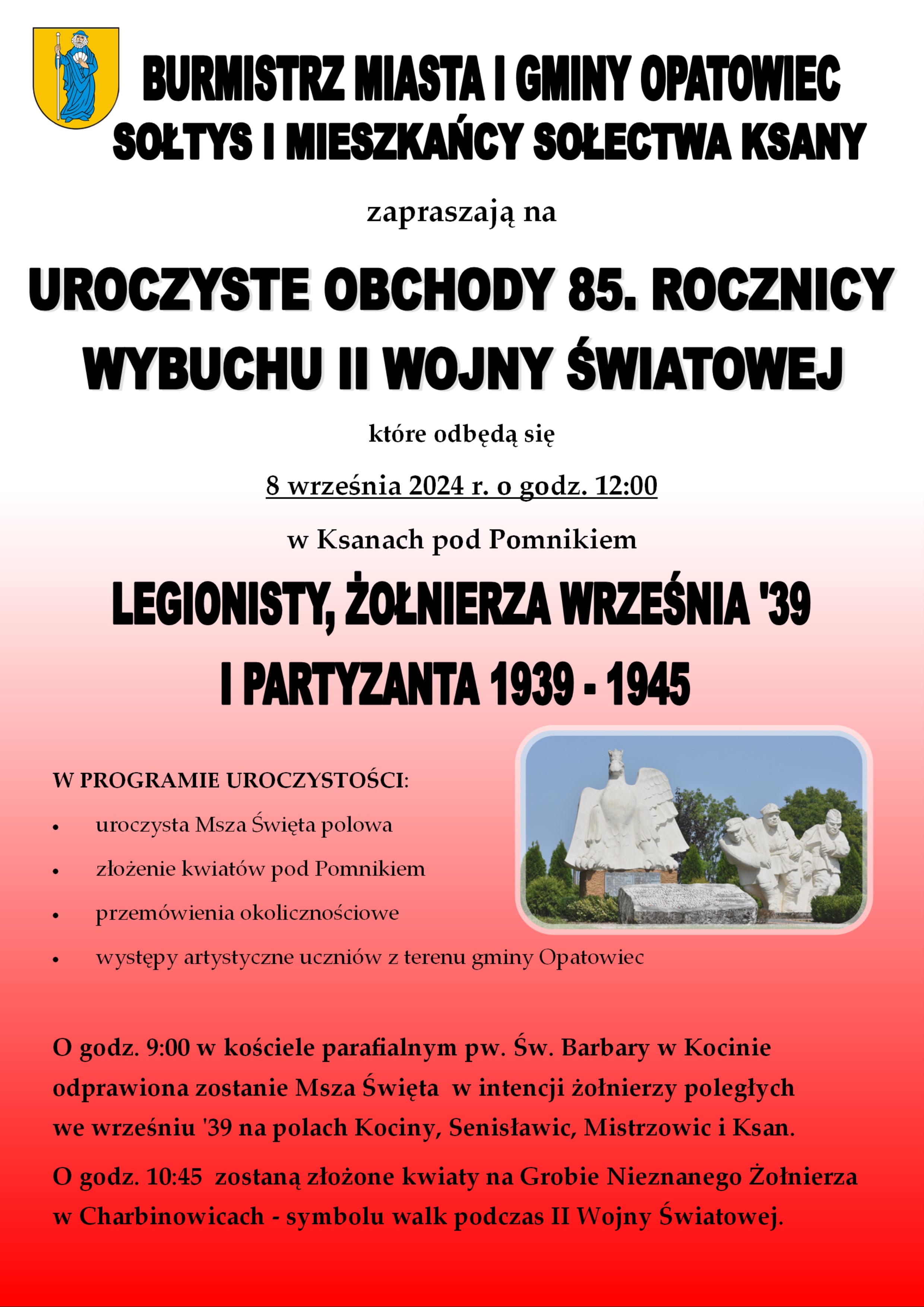 Zaproszenie na&nbsp;obchody 85. Rocznicy Wybuchu II Wojny Światowej