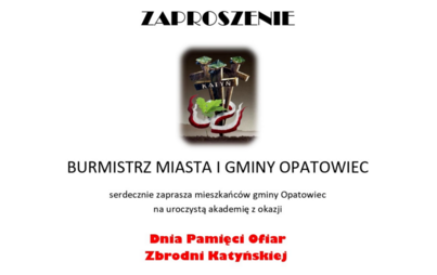 Zdjęcie do Zaproszenie na uroczyste obchody Dnia Pamięci Ofiar Zbrodni Katyńskiej