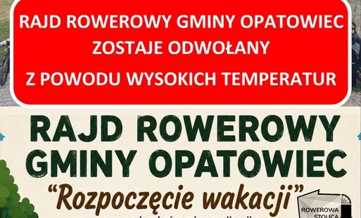 Rajd Rowerowy Gminy Opatowiec zostaje odwołany